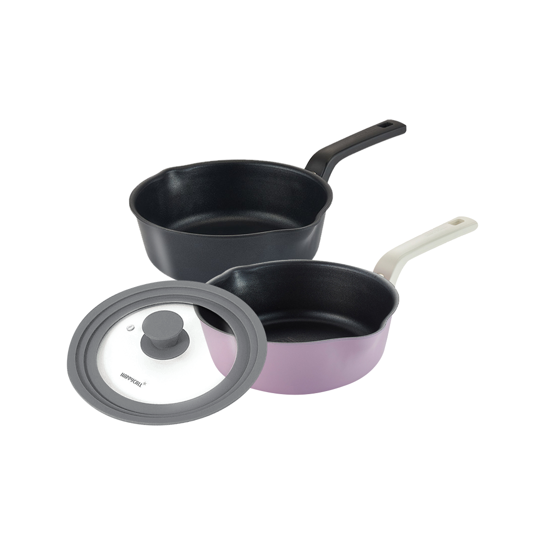 Happycall IH Flex 3-Piece Saucepan Set Black & Lavender