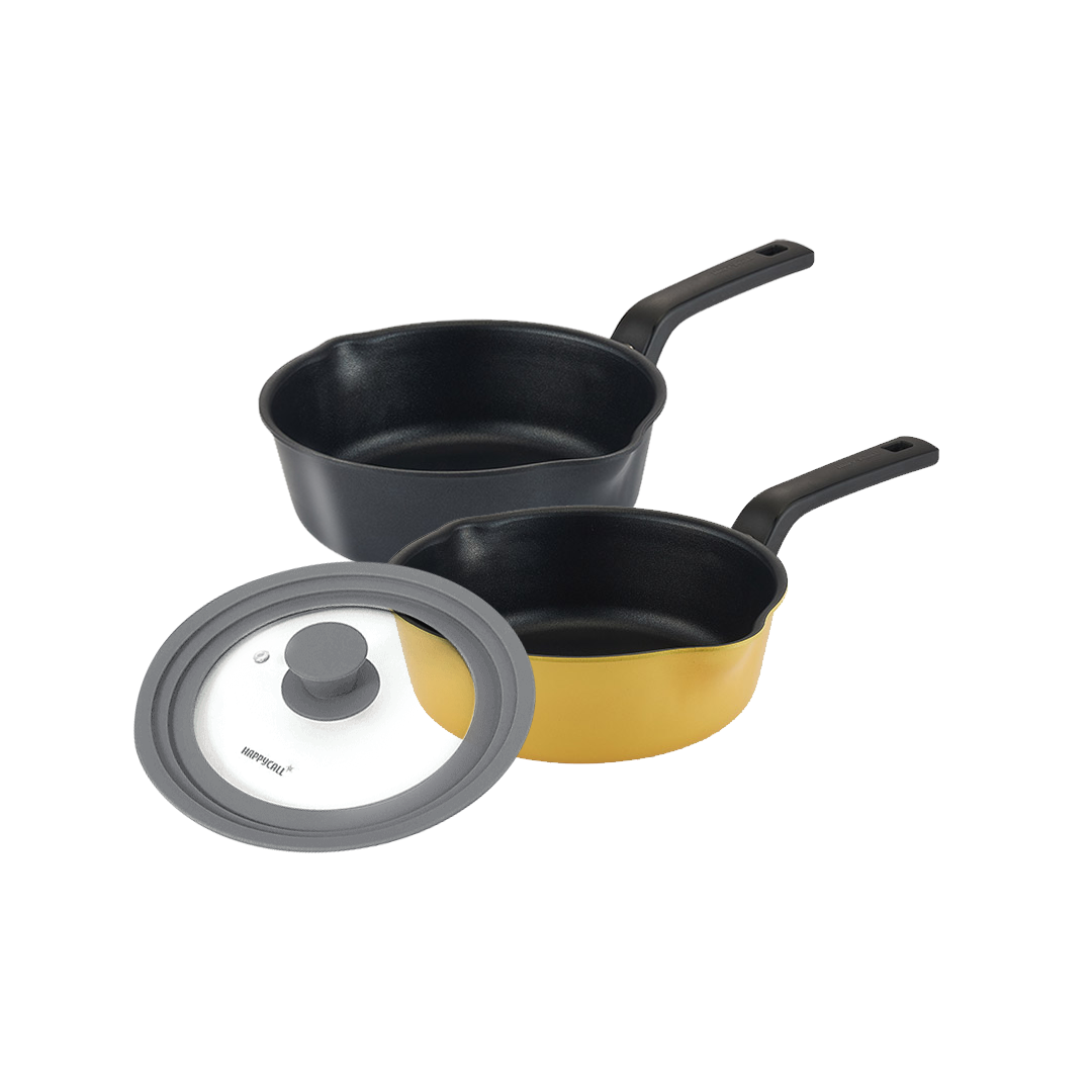 Happycall IH Flex 3-Piece Saucepan Set Black & Yellow